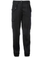 Boutique Moschino - Tapered Cuffs Cropped Trousers - Women - Rayon - 44, Black, Rayon