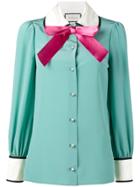 Gucci Long Sleeve Pussy Bow Blouse - Blue