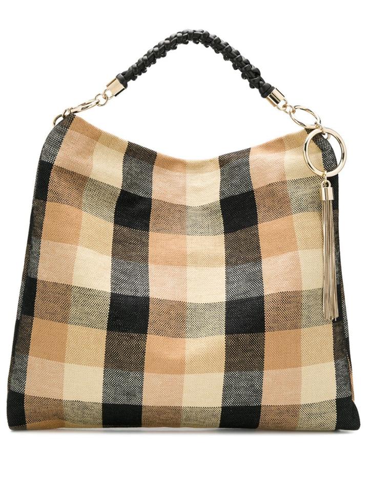 Jimmy Choo Callie Check Print Shoulder Bag - Black