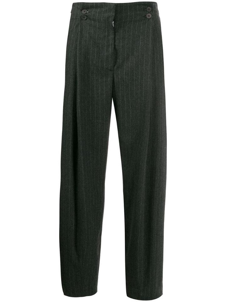 Maison Flaneur Pinstriped High-waisted Trousers - Grey