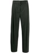 Maison Flaneur Pinstriped High-waisted Trousers - Grey