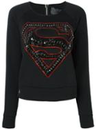 Philipp Plein 'backstage' Sweatshirt, Women's, Size: Small, Black, Cotton/polyester/brass/glass