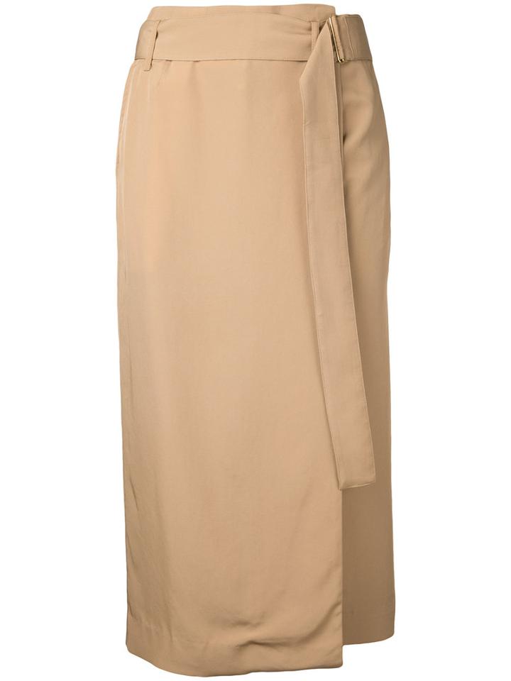 Cityshop - Belted Wrap Skirt - Women - Acetate/cupro - 36, Women's, Brown, Acetate/cupro