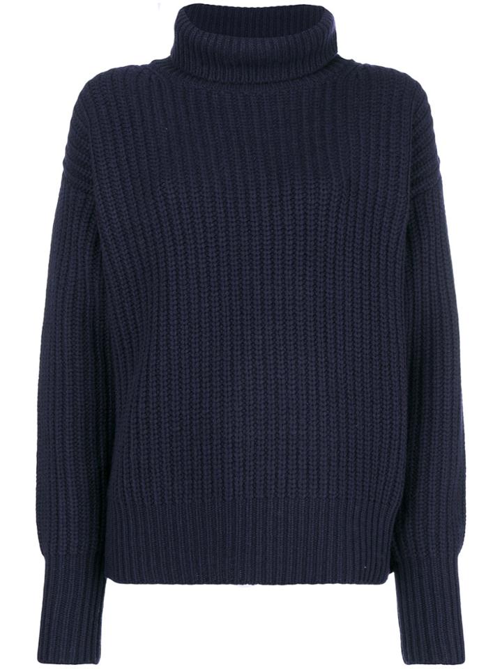 Joseph Rib Knit Turtleneck Sweater - Blue