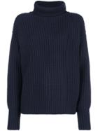 Joseph Rib Knit Turtleneck Sweater - Blue