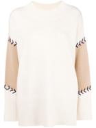 Chinti & Parker Contrast Stitch Panelled Sweater - Nude & Neutrals