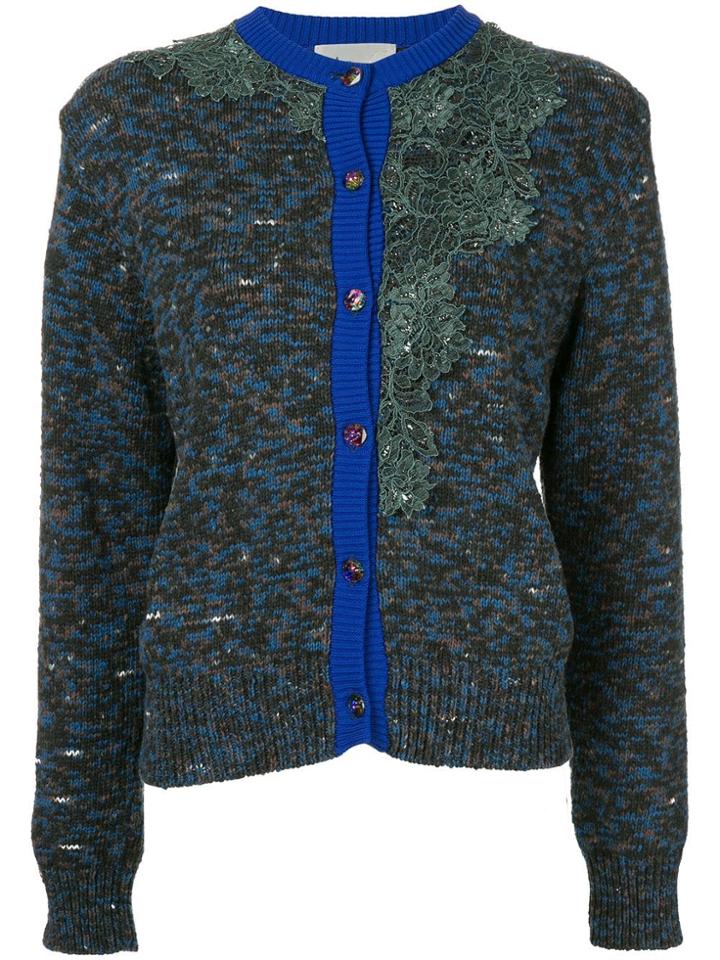 Kolor Lace Appliqué Cardigan - Blue