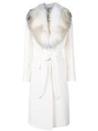 Roberto Cavalli Mid-length Belted Coat - White