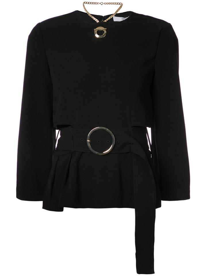 Derek Lam 10 Crosby Long Sleeve Belted Top - Black