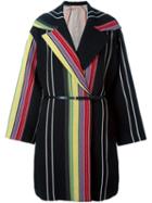 No21 Striped Coat, Women's, Size: 40, Black, Linen/flax/polyamide/acetate/wool