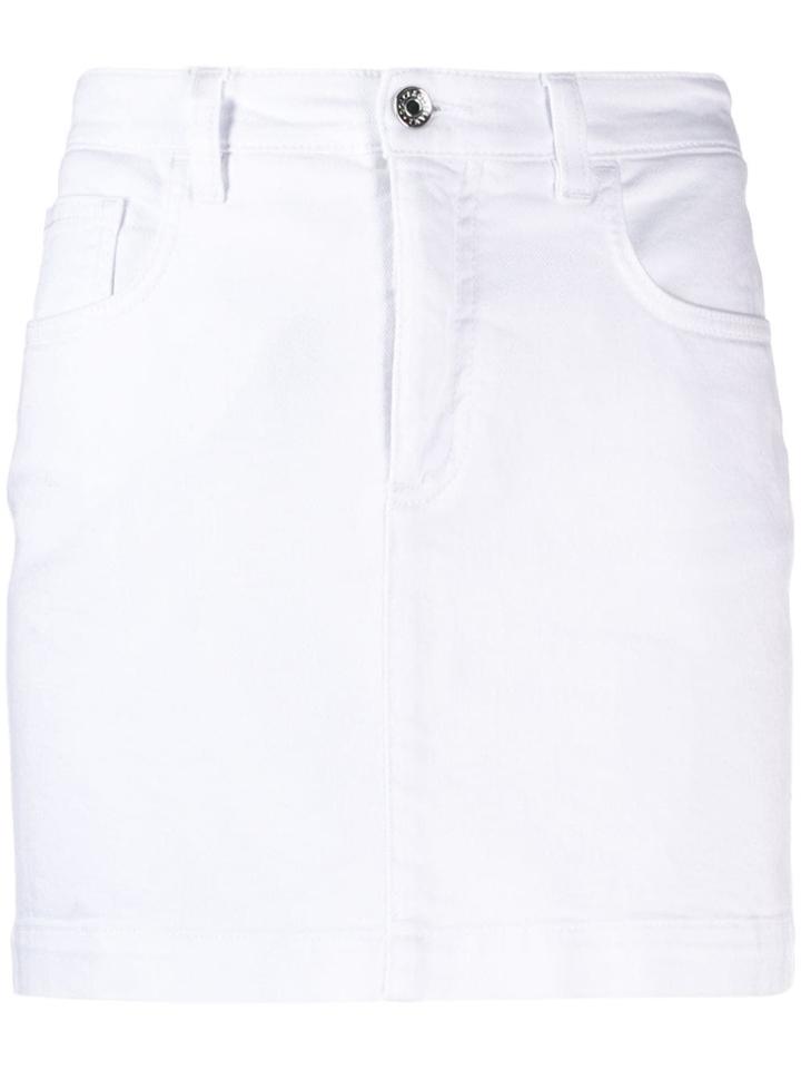 Dolce & Gabbana Denim Miniskirt With Floral Embroidery - White