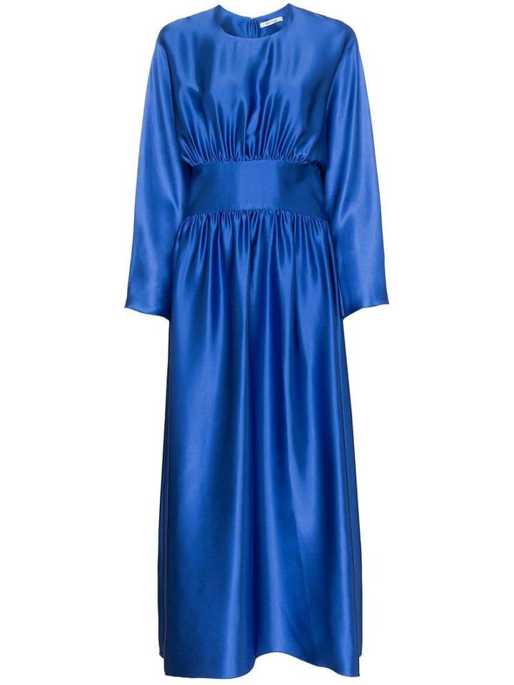 Deitas Hermine Gathered Silk-satin Dress - Blue