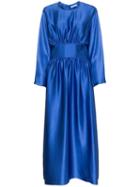 Deitas Hermine Gathered Silk-satin Dress - Blue