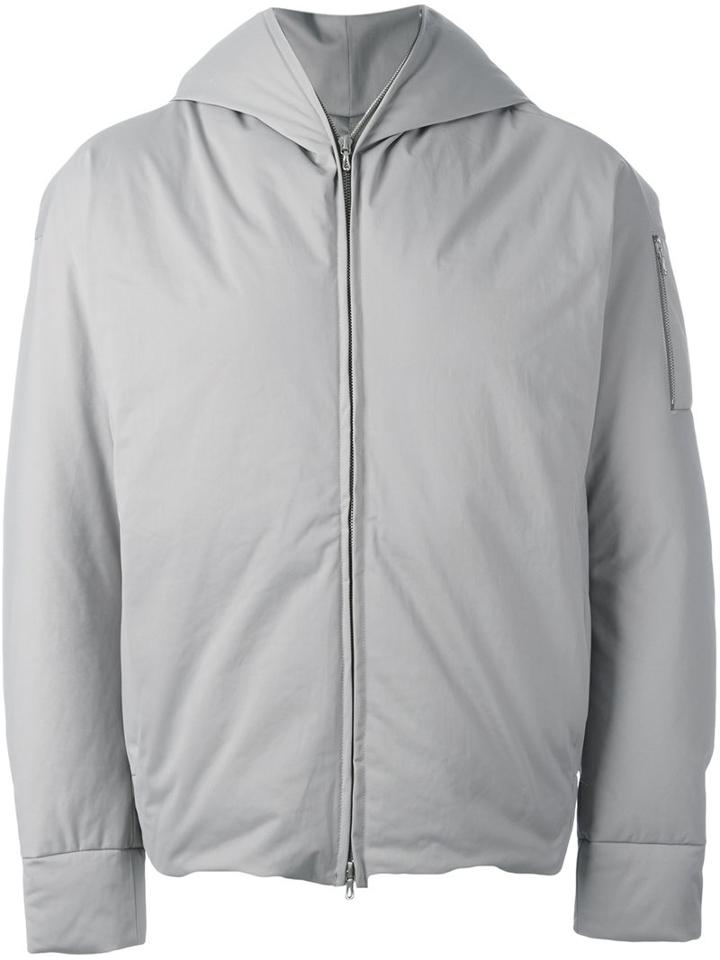 Attachment Padded Hooded Jacket, Men's, Size: 4, Grey, Polyester/feather Down