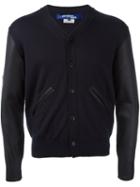 Junya Watanabe Comme Des Garçons Man Contrast Sleeve Cardigan, Men's, Size: Small, Blue, Polyester/wool