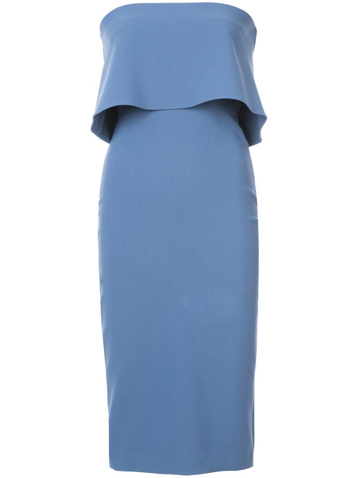 Likely - Ruffled Strapless Midi Dress - Women - Polyester/spandex/elastane/rayon - 4, Blue, Polyester/spandex/elastane/rayon