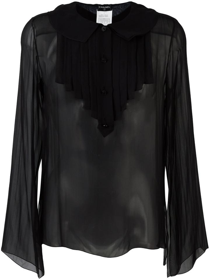 Chanel Vintage Ruffled Bib Shirt - Black
