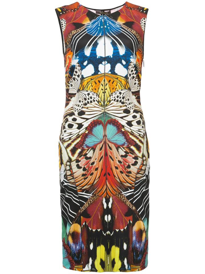 Roberto Cavalli Printed Fitted Dress - White
