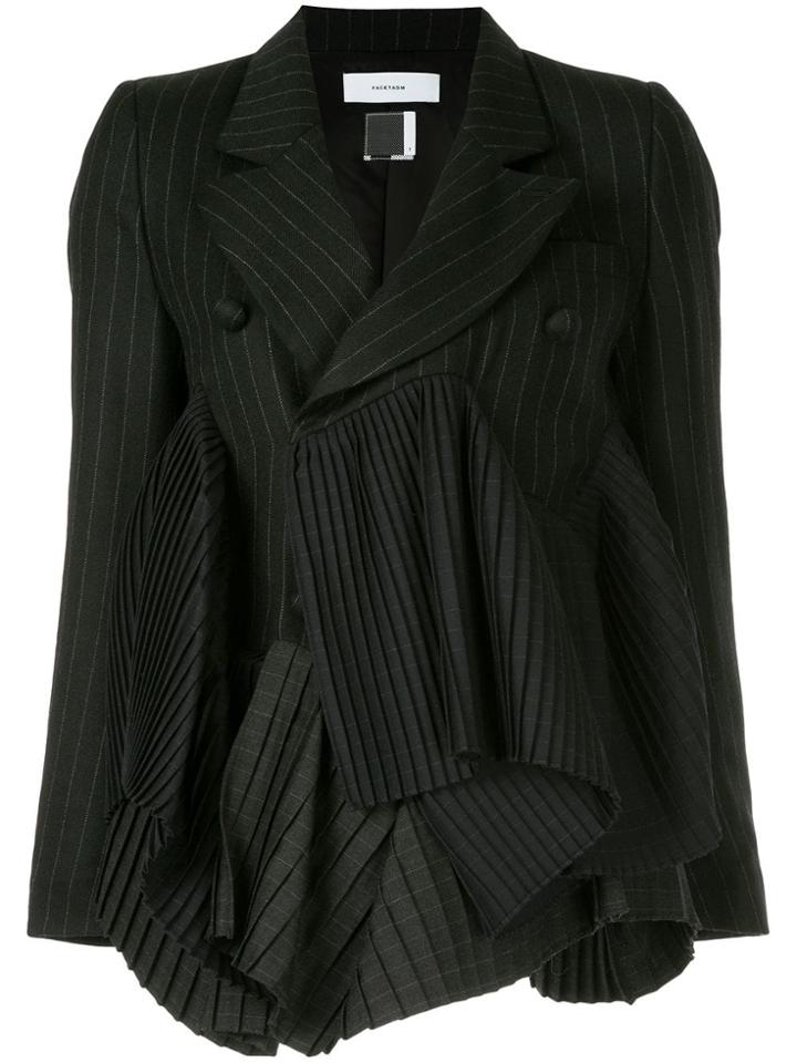 Facetasm Euphoric Pleats Striped Blazer - Black