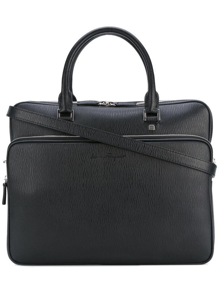 Salvatore Ferragamo - Textured Shoulder Bag - Men - Calf Leather - One Size, Black, Calf Leather
