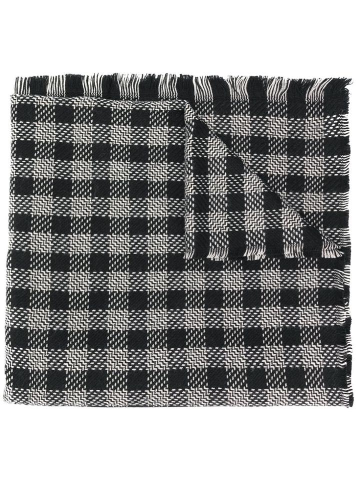Twin-set Knitted Checked Scarf - Black