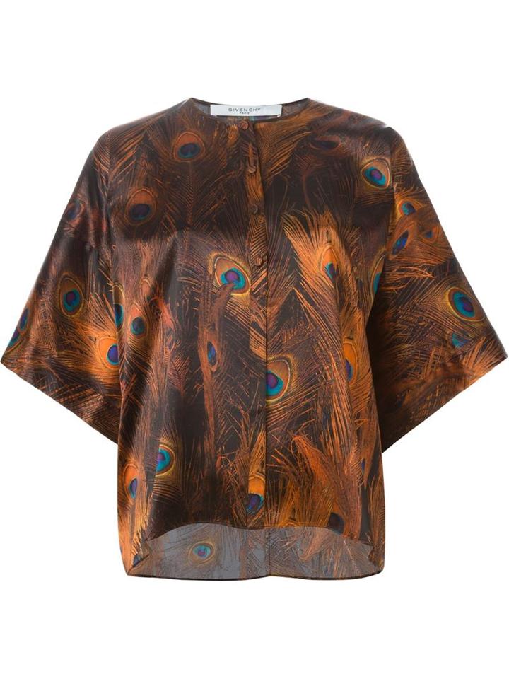 Givenchy Peacock Feather Print Top, Women's, Size: 40, Silk