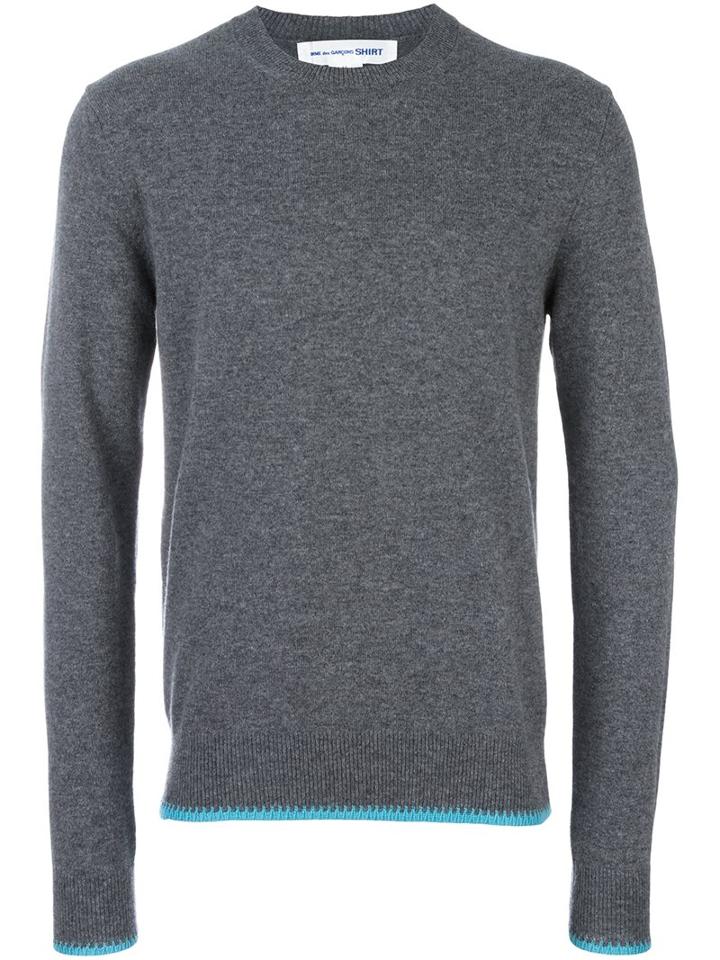 Comme Des Garçons Shirt Round Neck Jumper, Men's, Size: Xl, Grey, Wool