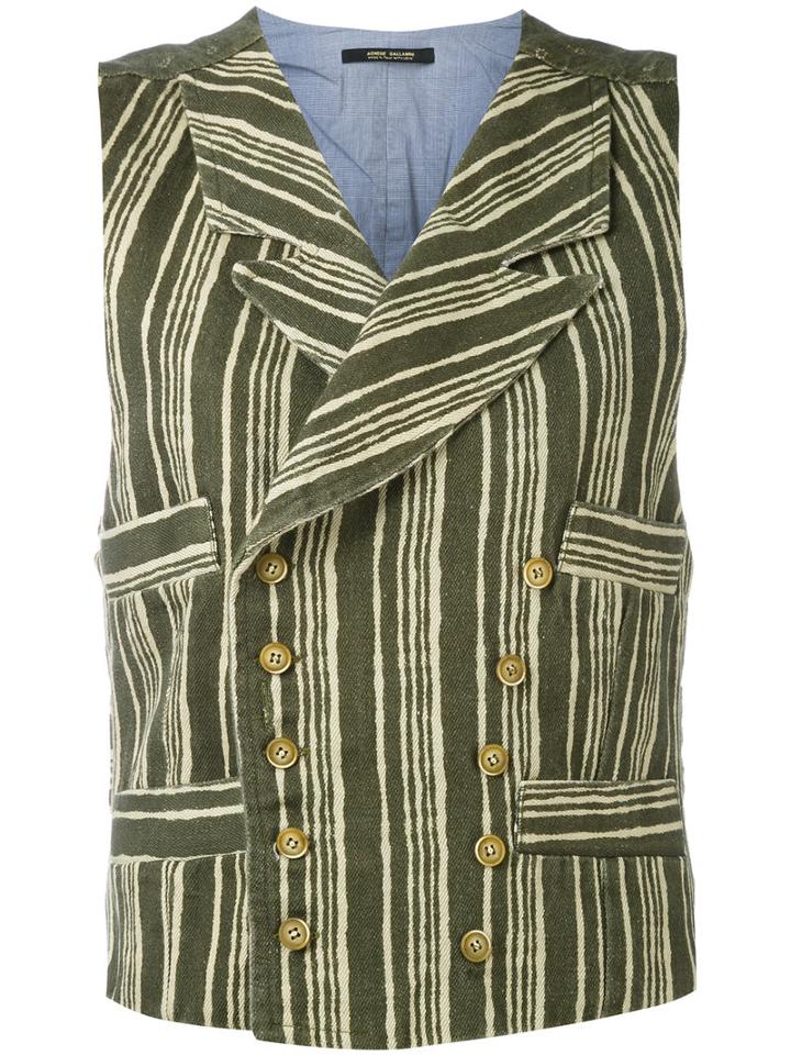 Ermanno Gallamini - Striped Waistcoat - Women - Cotton - L, Green, Cotton