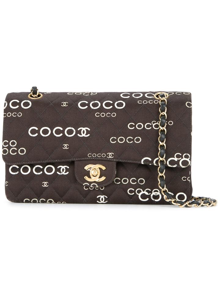 Chanel Vintage Cc Logos Double Flap Bag - Black