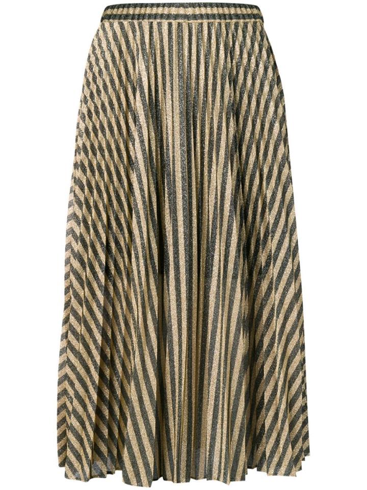 Philosophy Di Lorenzo Serafini Lamé Pleated Midi Skirt - Gold