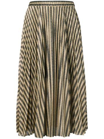 Philosophy Di Lorenzo Serafini Lamé Pleated Midi Skirt - Gold
