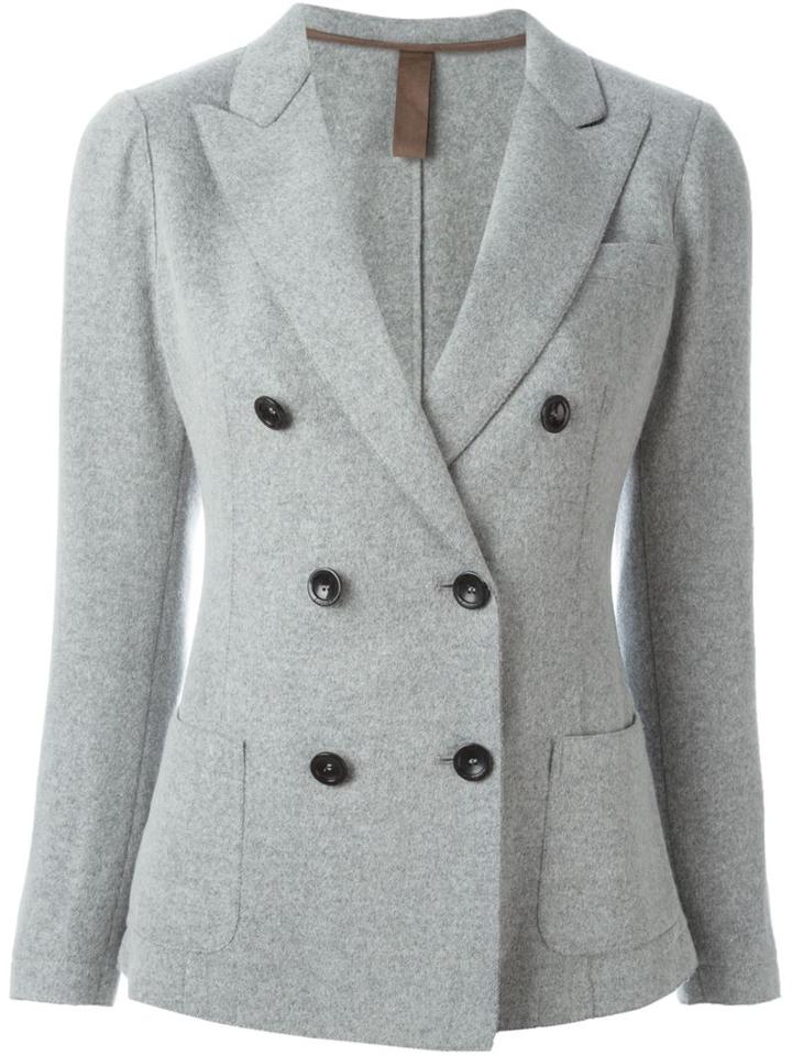 Eleventy Double Breasted Blazer, Women's, Size: 46, Grey, Polyamide/acetate/viscose/virgin Wool