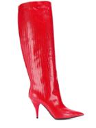 Casadei Snakeskin Effect Boots - Red