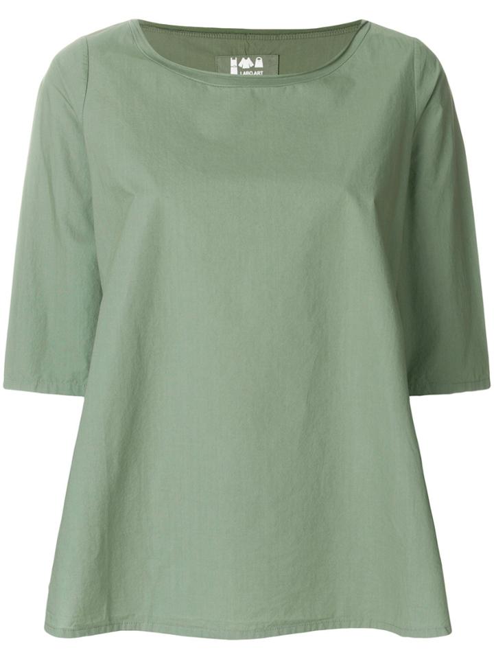 Labo Art Cropped Sleeves Blouse - Green