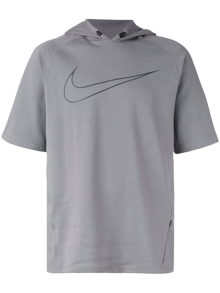 Nike - City Short Sleeve Running Hoodie - Men - Cotton/polyester - Xl, Grey, Cotton/polyester
