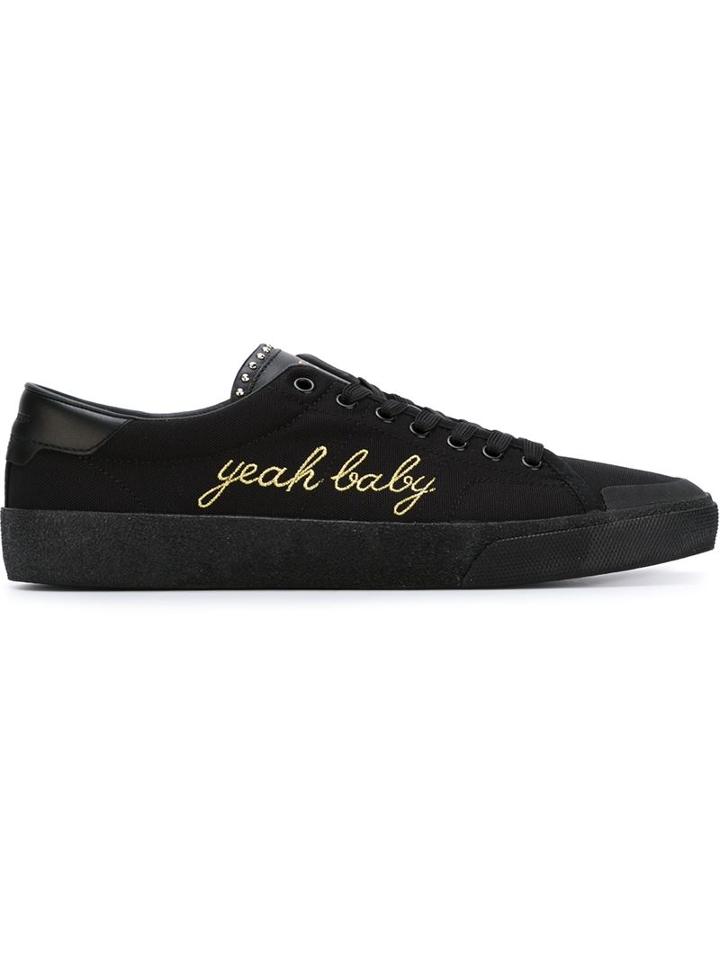 Saint Laurent Yeah Baby Sneakers, Men's, Size: 40.5, Black, Cotton/rubber/leather