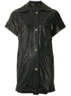 Andrea Bogosian Leather Short Sleeves Coat - Black