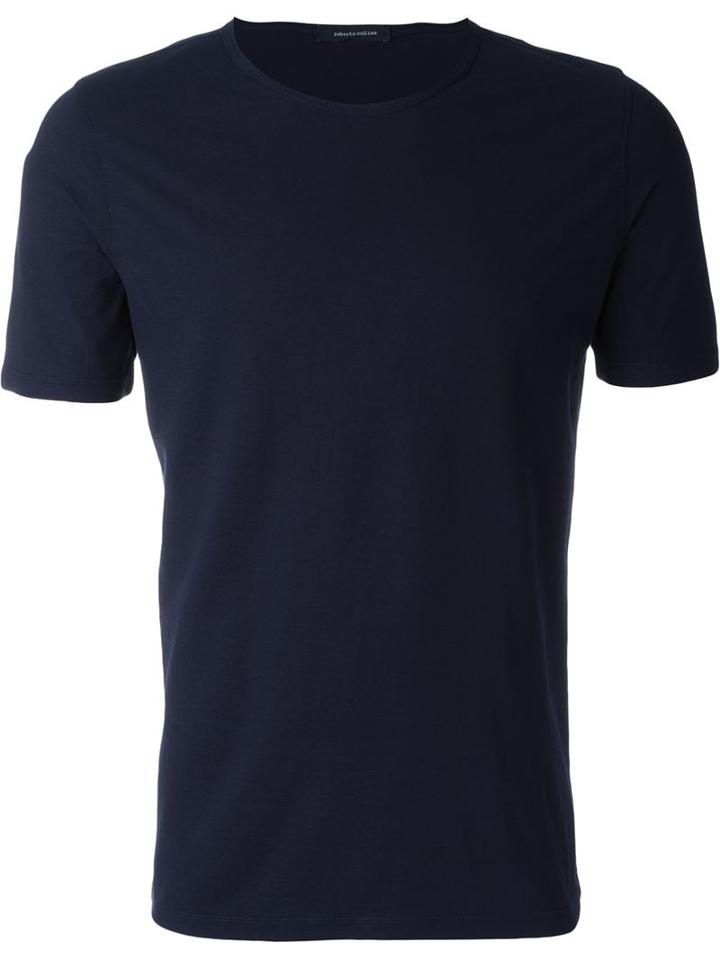 Roberto Collina Classic T-shirt, Men's, Size: 54, Blue, Cotton