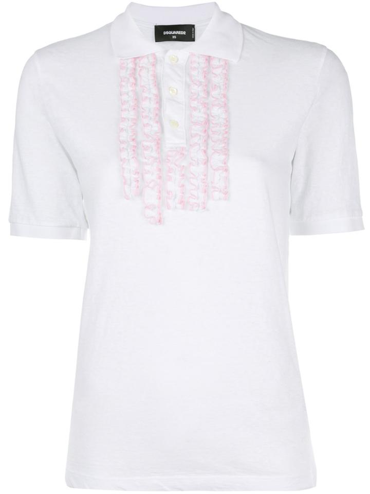 Dsquared2 Polo Shirt With Frill Embellishments - White