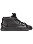 Agl Faux Fur Trimmed Hi-top Sneakers - Black