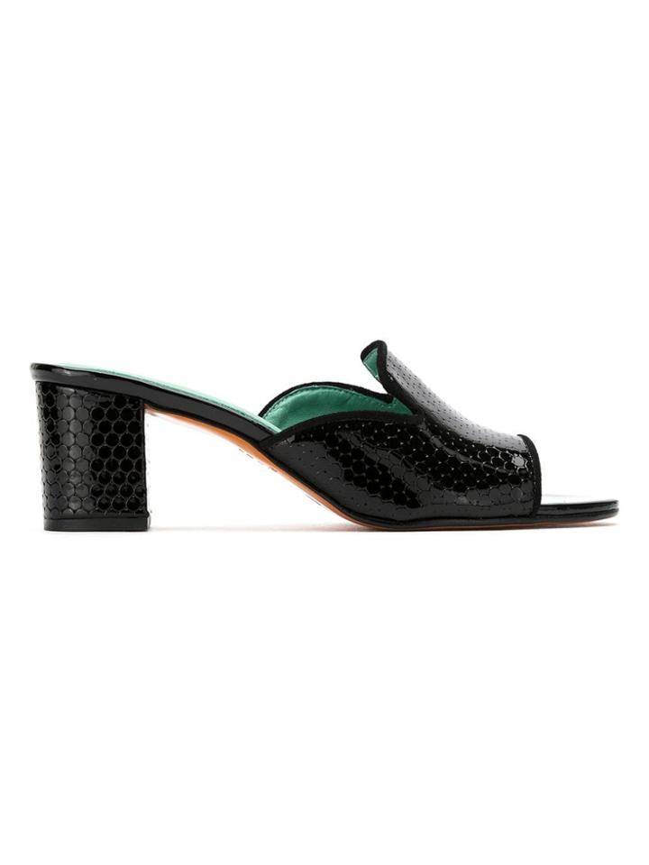 Blue Bird Shoes Textured Leather Mules - Black