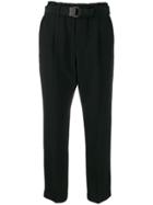 Brunello Cucinelli Belted Cropped Trousers - Black