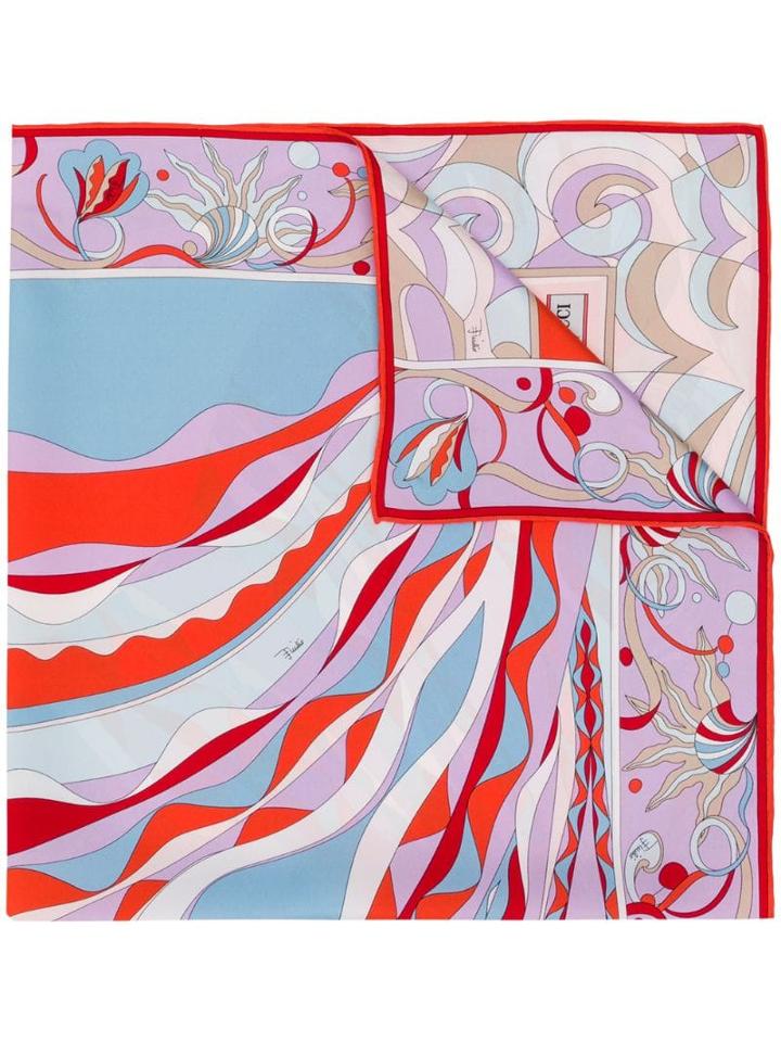 Emilio Pucci Burle Print Silk-twill Square Scarf - Orange