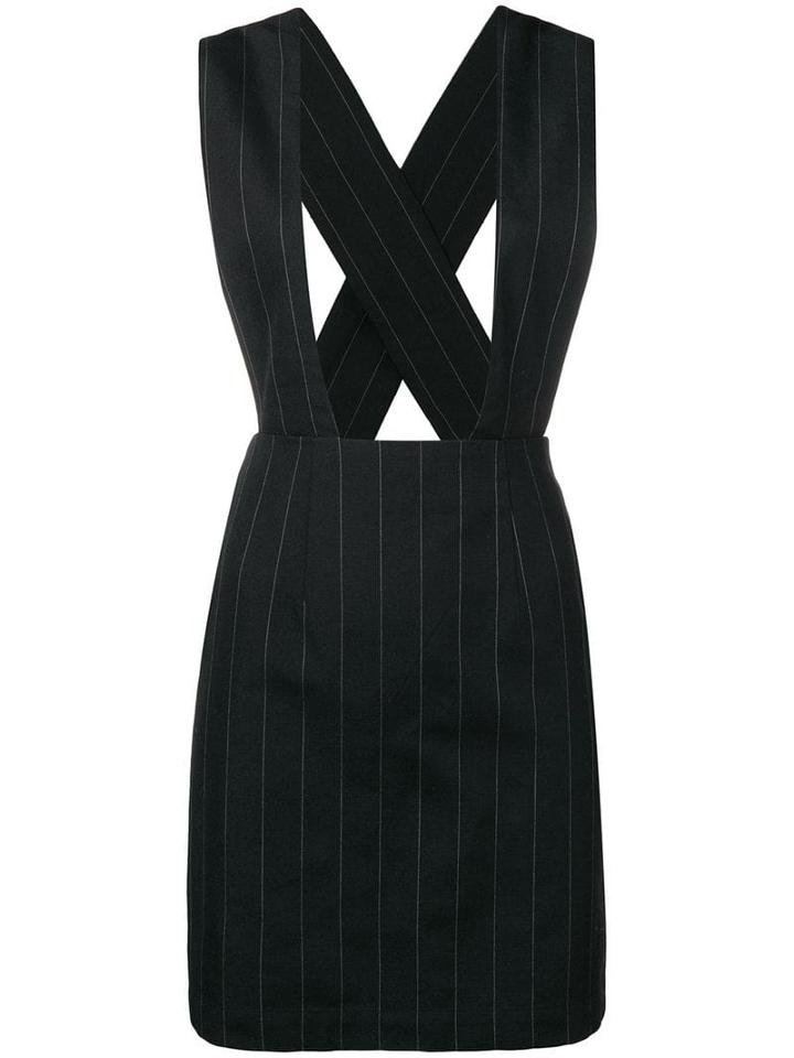 Comme Des Garçons Pre-owned Pinstriped Dungaree Skirt - Black