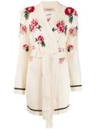 Twin-set Knitted Floral Cardigan - White