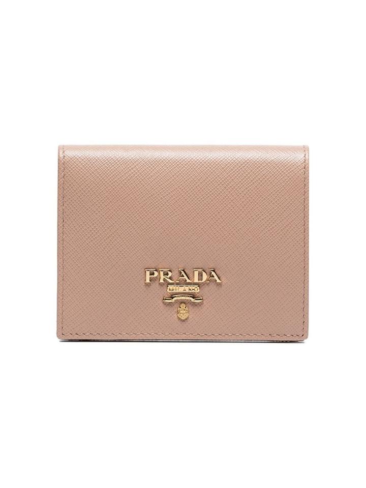 Prada Pink Prada Leather Logo Wallet - Neutrals