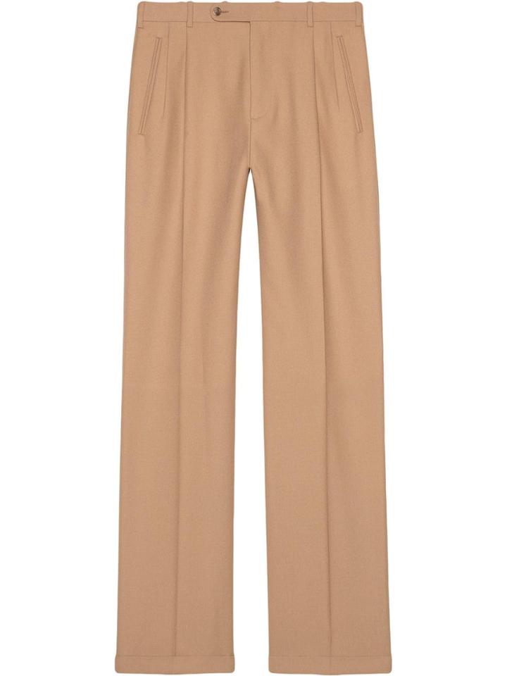 Gucci Long Wool Trousers - Nude & Neutrals