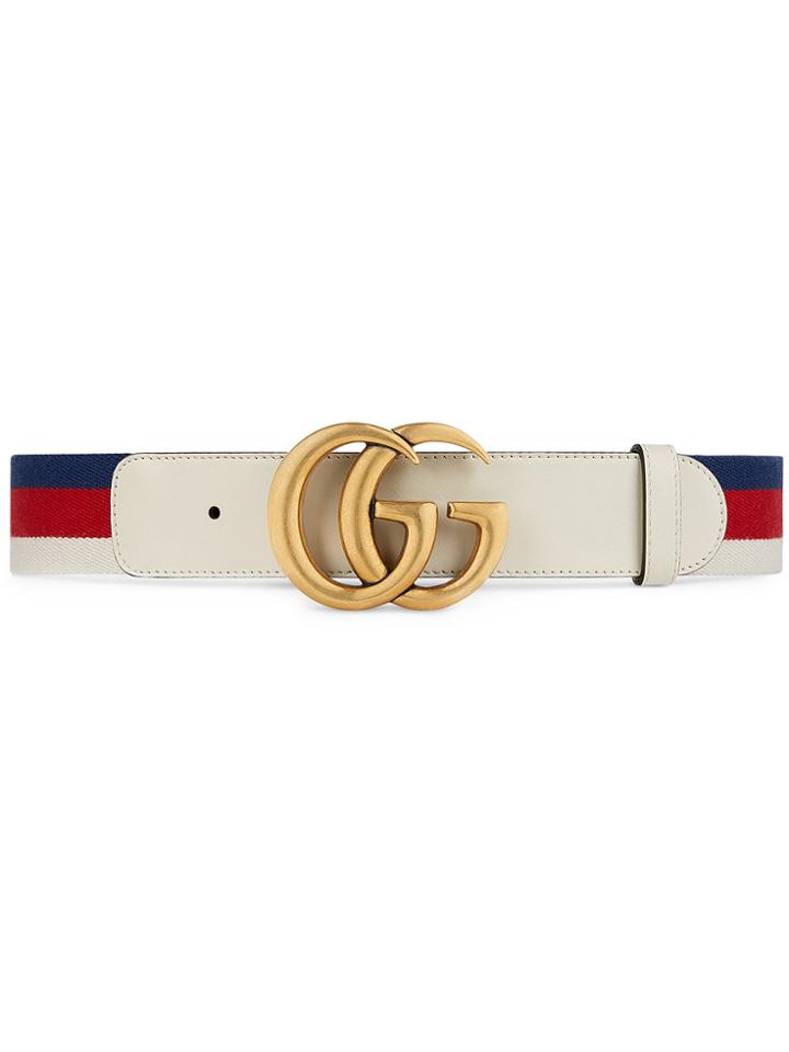 Gucci Sylvie Web Belt With Double G Buckle - White