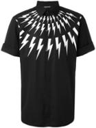 Neil Barrett Lightning Bolt Print Shirt, Men's, Size: 39, Black, Cotton