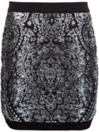 Balmain Embroidered Pattern Mini Skirt, Women's, Size: 38, Grey, Polyamide/spandex/elastane/viscose